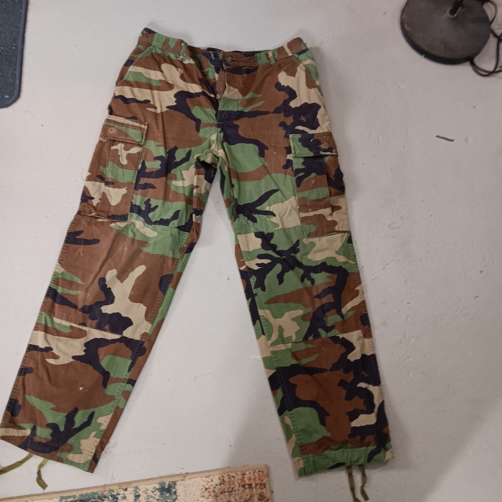 Camouflage Military Cargo Woodland Pants Unisex Vintage